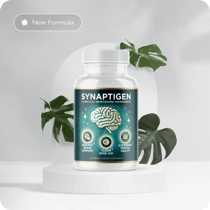 Synaptigen cognitive support formula bottle with probiotics and plant-based nutrients